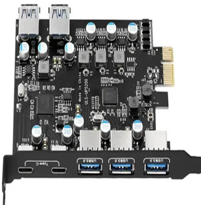 Main image of FOR 7-Port PCI-E to Type C (2), with 2 Rear USB 3.0 Ports PCI Express Card Desktop PC PCI-E to USB 3.0 Expansion Card