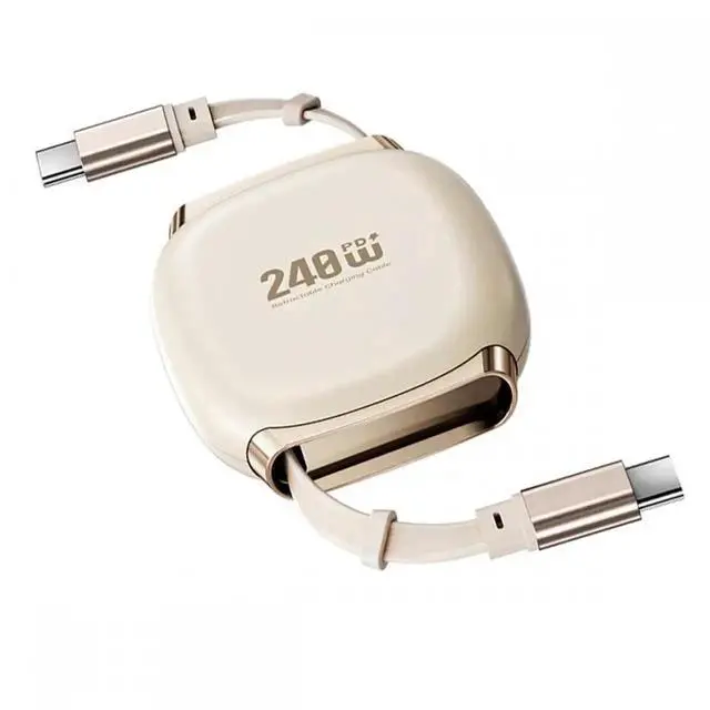 Alt view image 4 of 7 - Aomoproing Cable Retractable Stretch Coiled USB-C Cable 480Mbps 140W for Laptop Phone Tablet Type-C Male to Male Cable Power & Data (Purple Color)