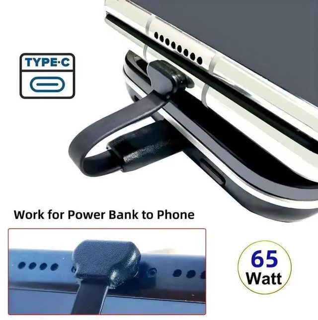 Alt view image 3 of 7 - Aomoproing Cable Ultra Slim Flat USB-C Type C to USB-C Power USB2.0 Data Cable 90 Degree Up Down Angled 65W Fast Charge for Laptop Tablet Phone