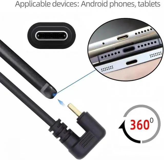 Alt view image 3 of 7 - Aomoproing Left Angled USB3.0 Type-A to Type C USB-C Male to Male Power Data Cable 5Gbps USB-C Opposite U Shape Back Angled