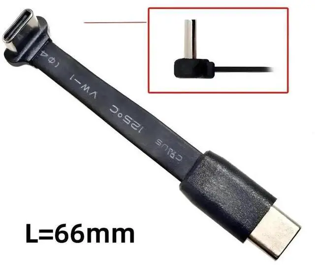 Main image of Aomoproing Ultra Slim Flat USB-C Type C to USB-C Power USB2.0 Data Cable 90 Degree Up Down Angled 65W Fast Charge for Laptop Tablet Phone