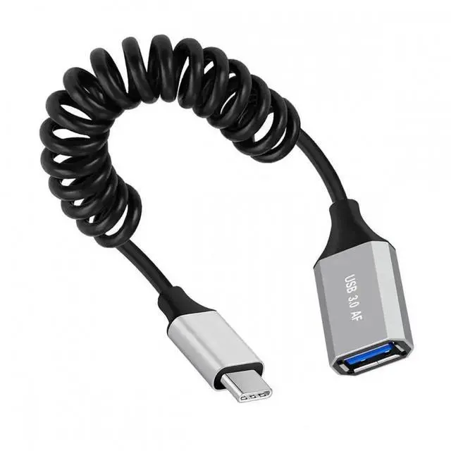Main image of Aomoproing USB-C Type-C Host to USB3.0-A Female OTG Stretch Coiled Cable 100cm Extension 5Gbps for Disk Phone Camera Data
