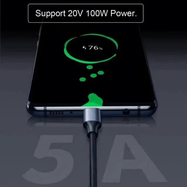 Alt view image 5 of 7 - Aomoproing 0.2M Up Down Angled USB-C USB 3.1 Type C Male to Female Extension Data Cable 10Gbps 100W with Sleeve for Laptop