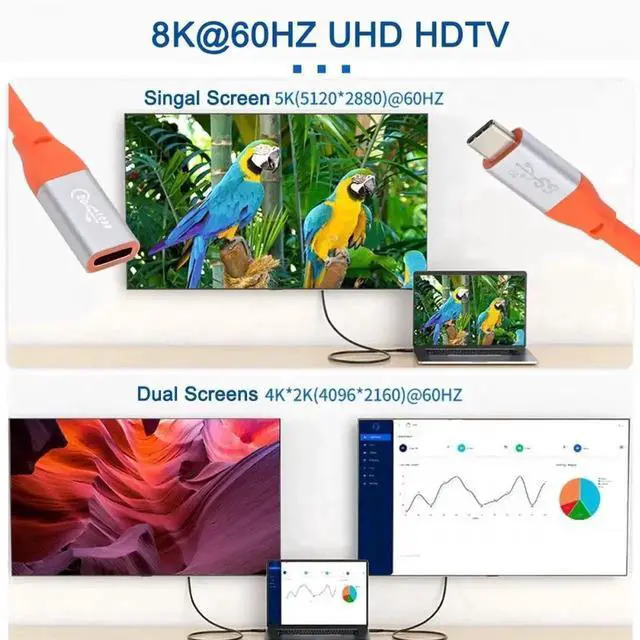 Alt view image 3 of 7 - Aomoproing USB3.2 Male to Female Extension Cable 20Gbps Ultra Soft High Flex with 100W and 8K 5K USB4.0 Type-C Compatible with Thunderbolt3/4