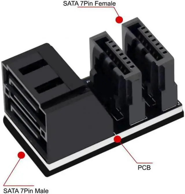 Alt view image 5 of 7 - Aomoproing 7Pin Female to 7Pin Male Vertical 90 Degree Angled Adapter Low Profile for Desktops SSD HDD Mainboard Motherboard