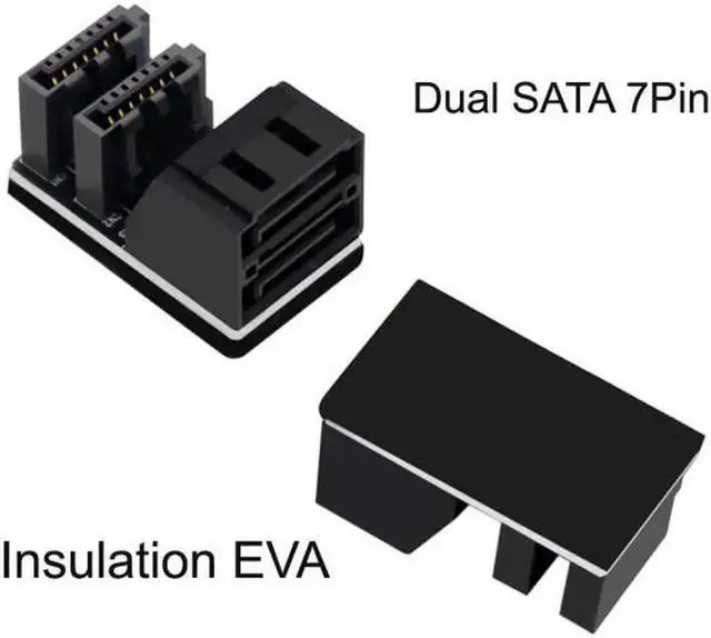 Alt view image 7 of 7 - Aomoproing 7Pin Female to 7Pin Male Vertical 90 Degree Angled Adapter Low Profile for Desktops SSD HDD Mainboard Motherboard
