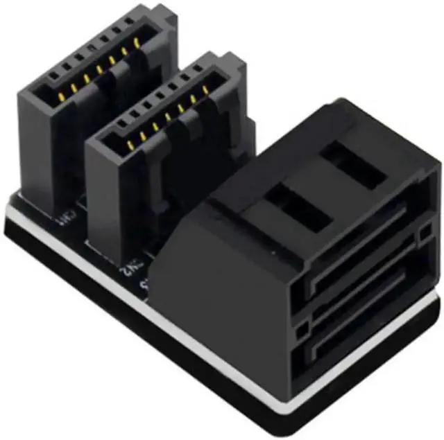 Main image of Aomoproing 7Pin Female to 7Pin Male Vertical 90 Degree Angled Adapter Low Profile for Desktops SSD HDD Mainboard Motherboard