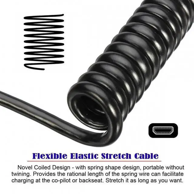 Alt view image 6 of 6 - Aomoproing 90 Degree Left Angled Micro HDMI 2.1 Male Type-D to HDMI Male 8K 60hz Stretch Coiled Cable 100cm for HDTV Camera Laptop Monitor