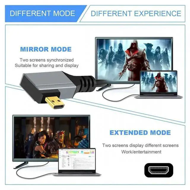 Alt view image 5 of 6 - Aomoproing 90 Degree Left Angled Micro HDMI 2.1 Male Type-D to HDMI Male 8K 60hz Stretch Coiled Cable 100cm for HDTV Camera Laptop Monitor