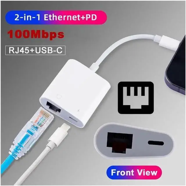 Alt view image 6 of 7 - Aomoproing Type C USB-C to 100Mbps Networking RJ45 with PD Power Charge Adapter Compatible with Laptop Tablet Phone
