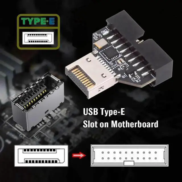 Alt view image 7 of 7 - Aomoproing Type-E IDC Socket USB 3.1 Front Panel Header to USB 3.0 20Pin Header Extension Adapter with CH334P for Desktop Motherboard