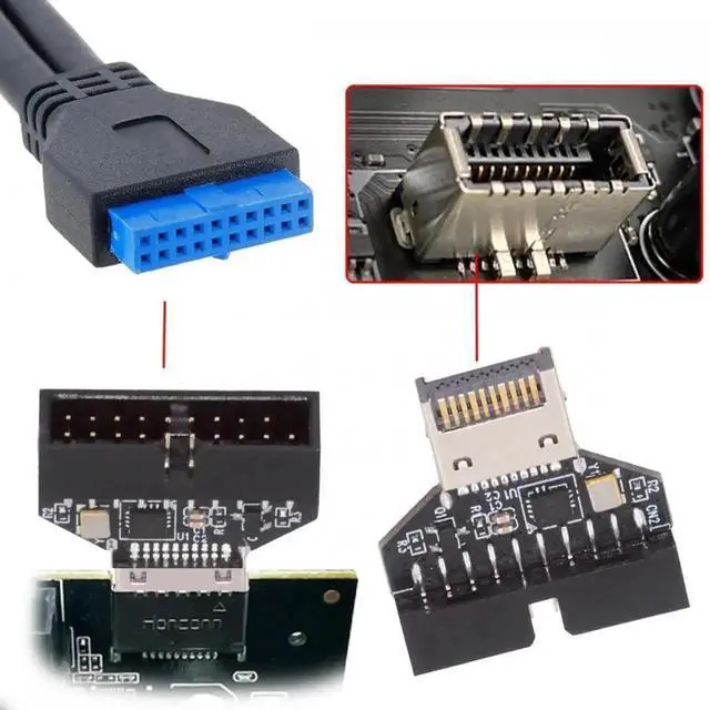 Alt view image 5 of 7 - Aomoproing Type-E IDC Socket USB 3.1 Front Panel Header to USB 3.0 20Pin Header Extension Adapter with CH334P for Desktop Motherboard