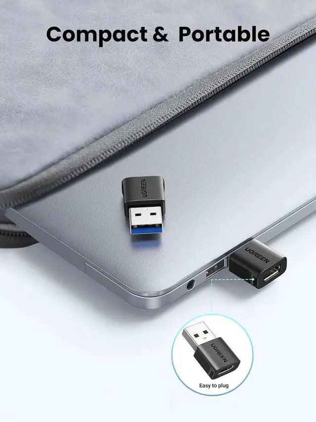 Alt view image 5 of 6 - Aomoproing UGREEN USB to USB C Adapter 3Pack, USB C Female to USB Male Adapter 10Gbps Type C Converter for iPhone 17 16 15 14 13 Plus Pro Max,iPad Air Mini 6 7,Samsung Galaxy S23 S24,Pad Air,Black
