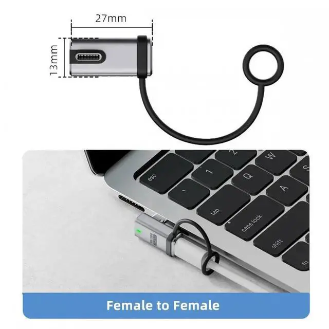 Alt view image 7 of 7 - Aomoproing 90 Degree USB5.0 80Gbps Male to Female Low Profile Left Right Angled Extension Adapter with Lanyard Keychain 240W 16K 8K 5K Compatible with USB4.0 Thunderbolt3/4/5