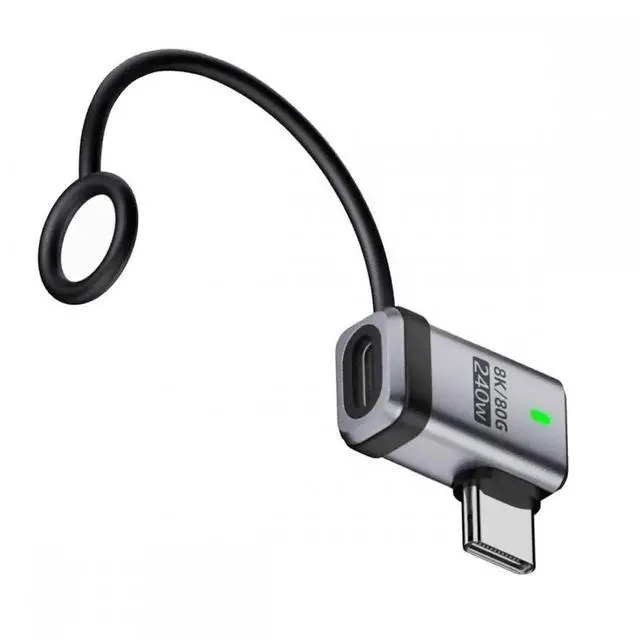 Main image of Aomoproing Cable 90 Degree USB5.0 80Gbps Male to Female Left Right Angled Extension Adapter with Lanyard Keychain 240W 16K 8K 5K Compatible with USB4.0 Thunderbolt3/4/5