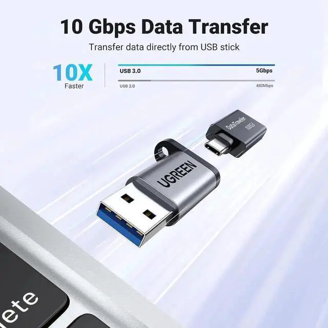 Alt view image 5 of 7 - UGREEN 10Gbps USB C Female to USB Male Adapter 2 Pack, Type C to USB A Charger Cable Converter Compatible with Apple Watch iPhone 15 14 13 AirPods 3 MacBook Samsung Galaxy Note Google Pixel etc Gray