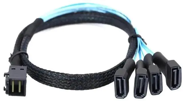 Alt view image 5 of 6 - Aomoproing Mini SAS HD SFF 8643 to 4X SATA 7Pin Male Cable 12Gbps High Speed Server Wire, 30AWG Copper, Black (0.5m)