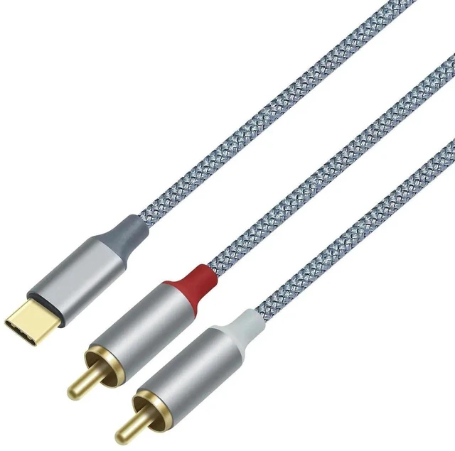 Alt view image 2 of 6 - 4ft RCA to USB C Audio Cable Type C to 2 RCA Adapter Cord Male 2RCA Y Splitter Nylon Braided Wire Red White Interface for Speaker DVD Player Car Stereo Home Theater Laptop Computer Amplifier
