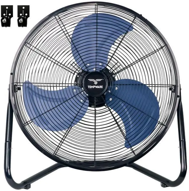 Main image of TEMPWARE 20 Inch High Velocity Industrial Floor Fan, Heavy Duty 3-Speed Metal Cradle Fans with 360° Tilt for Workshop, Warehouse, Garage, Factory and Basement