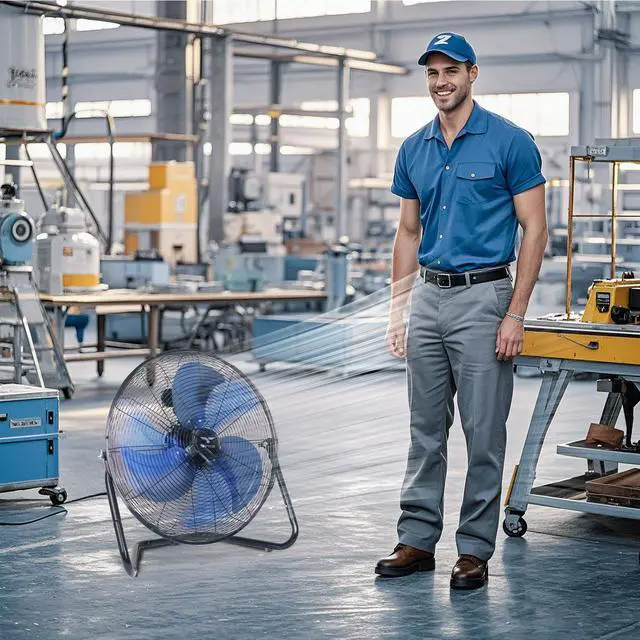 Alt view image 6 of 6 - TEMPWARE 20 Inch High Velocity Industrial Floor Fan, Heavy Duty 3-Speed Metal Cradle Fans with 360° Tilt for Workshop, Warehouse, Garage, Factory and Basement