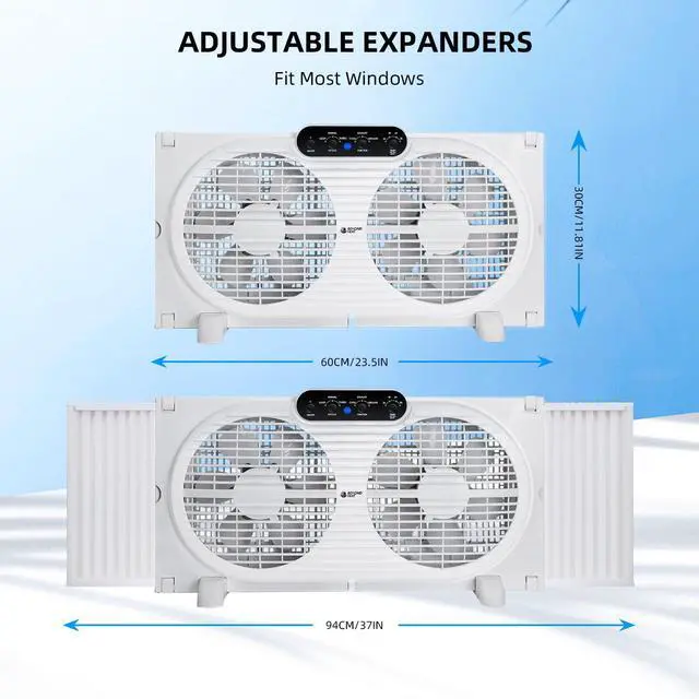 Alt view image 3 of 7 - BEYOND BREEZE 9-Inch Twin Window Fan with Intruder Alarm and Reversible Airflow, 3-Speed Window Fan with Remote Control, Expandable Exhaust Fan for Home and Bedroom Use