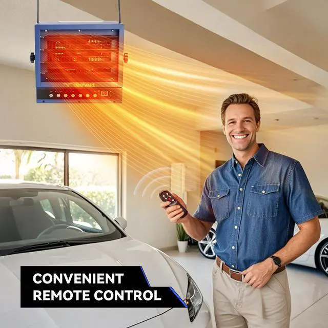 Alt view image 5 of 7 - TEMPWARE 7500W Electric Garage Heater with Remote, 240V Hardwired Fan Forced Ceiling Mount Shop Heater with Digital Thermostat and Overheat Protection, Ideal for Warehouse, Workshop