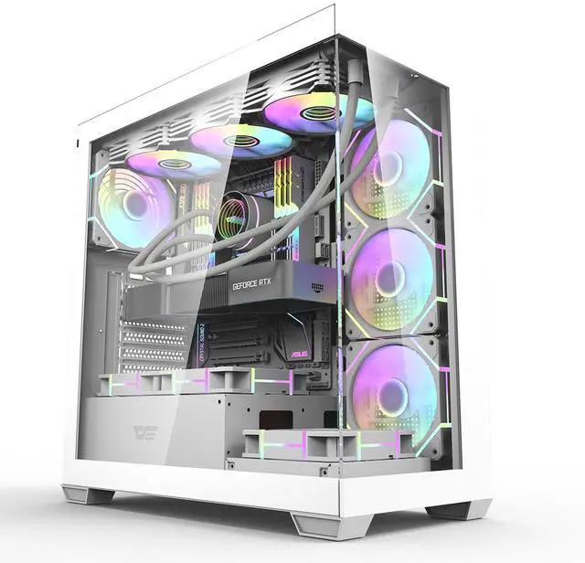 Main image of darkFlash DS900, ATX Mid-Tower Gaming PC Case, 4x PWM ARGB Fans Pre-Installed, Dual Tempered Glass, Mesh Front Panel, Type-C Port, Supports 360mm Liquid Cooling,White