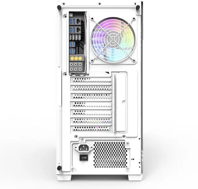 Alt view image 4 of 7 - darkFlash DS900, ATX Mid-Tower Gaming PC Case, 4x PWM ARGB Fans Pre-Installed, Dual Tempered Glass, Mesh Front Panel, Type-C Port, Supports 360mm Liquid Cooling,White