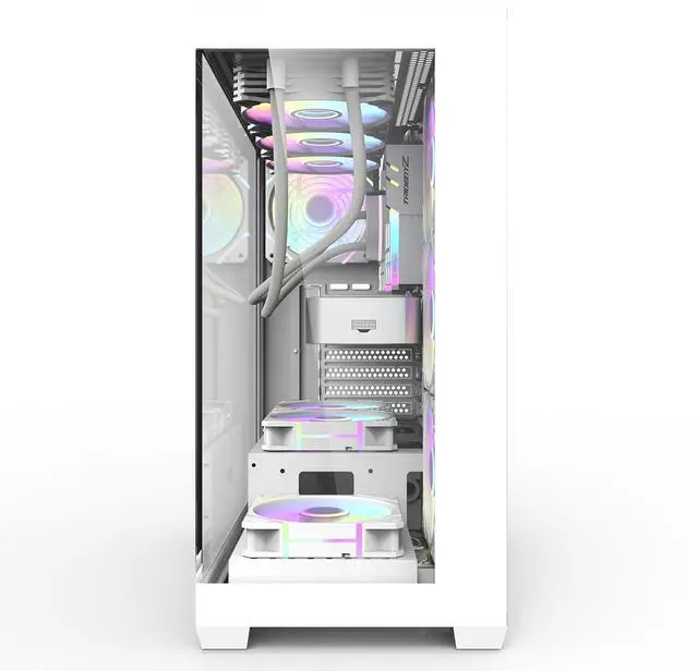 Alt view image 6 of 7 - darkFlash DS900, ATX Mid-Tower Gaming PC Case, 4x PWM ARGB Fans Pre-Installed, Dual Tempered Glass, Mesh Front Panel, Type-C Port, Supports 360mm Liquid Cooling,White