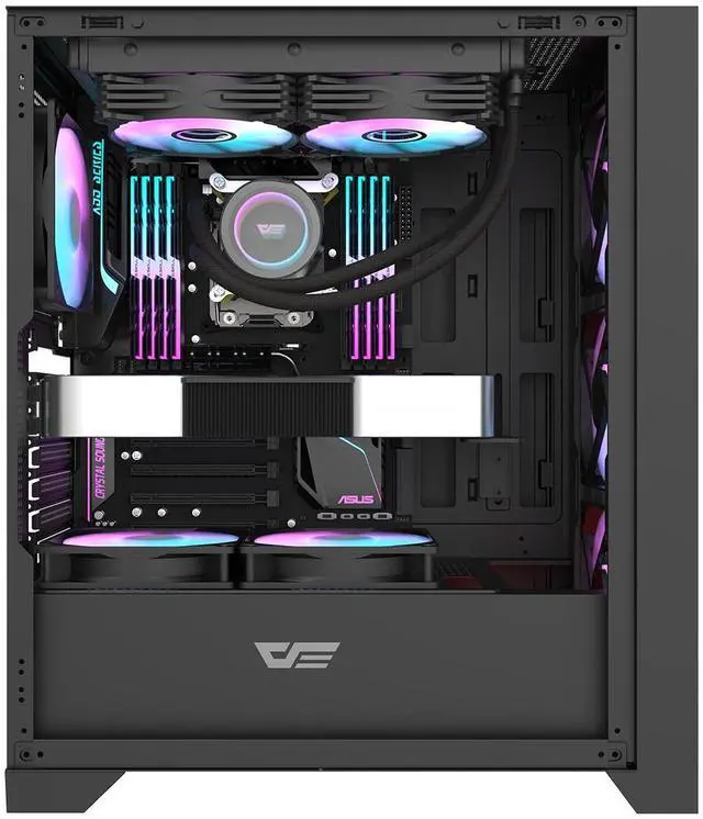 Alt view image 2 of 7 - darkFlash DRX70 Mech, ATX Mid-Tower Gaming PC Case, Pre-Installed 3x120mm Fix RGB Fans, Removable Large Mesh Front Panel, Tempered Glass Side Panel, Type-C Port, Supports 280mm Radiator,Black