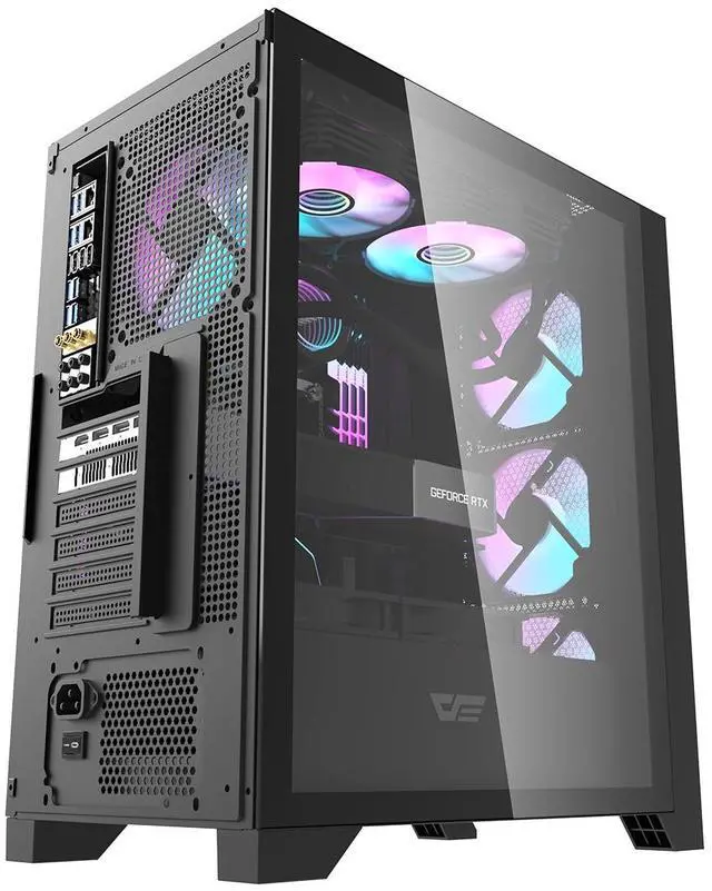 Alt view image 3 of 7 - darkFlash DRX70 Mech, ATX Mid-Tower Gaming PC Case, Pre-Installed 3x120mm Fix RGB Fans, Removable Large Mesh Front Panel, Tempered Glass Side Panel, Type-C Port, Supports 280mm Radiator,Black
