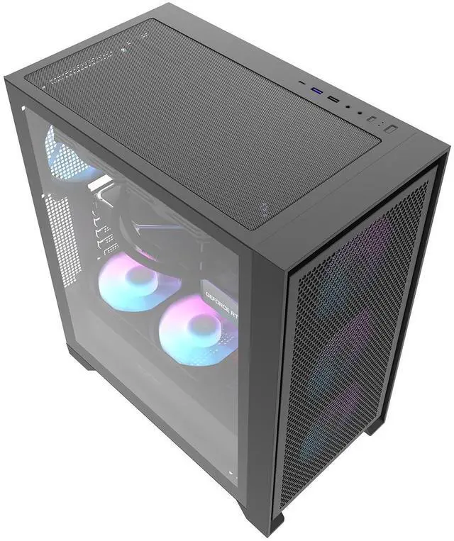 Alt view image 6 of 7 - darkFlash DRX70 Mech, ATX Mid-Tower Gaming PC Case, Pre-Installed 3x120mm Fix RGB Fans, Removable Large Mesh Front Panel, Tempered Glass Side Panel, Type-C Port, Supports 280mm Radiator,Black
