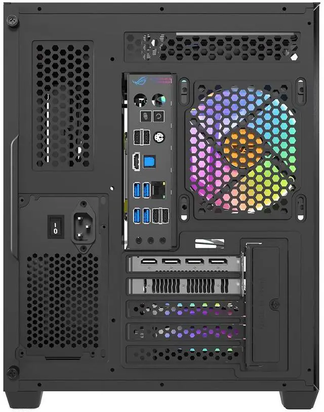 Alt view image 4 of 7 - darkFlash DPW90M, Micro-ATX Gaming PC Case, Pre-Installed 3x120mm ARGB Fans, Panoramic View Dual Tempered Curve Glass, USB 3.0 Port, Supports Dual 360mm AIO,Black