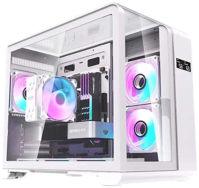 Main image of darkFlash L280M, Micro-ATX Gaming PC Case with Screen, 3x Pre-Installed PWM ARGB Fans, Curved Tempered Glass, USB 3.0 Port, Supports 240mm Radiator,White