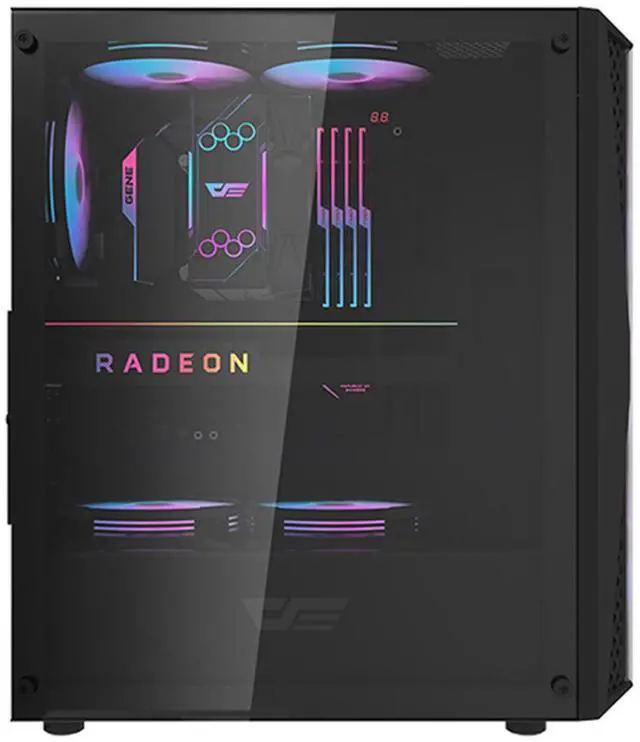 Alt view image 2 of 7 - darkFlash DK352 Plus, ATX PC Case, Full Transparent Glass Front Panel, Tempered Glass Side Panel, Supports 360mm Water Cooling, USB 3.0 Ports,Black