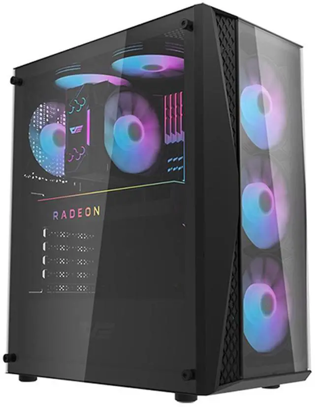 Main image of darkFlash DK352 Plus, ATX PC Case, Full Transparent Glass Front Panel, Tempered Glass Side Panel, Supports 360mm Water Cooling, USB 3.0 Ports,Black