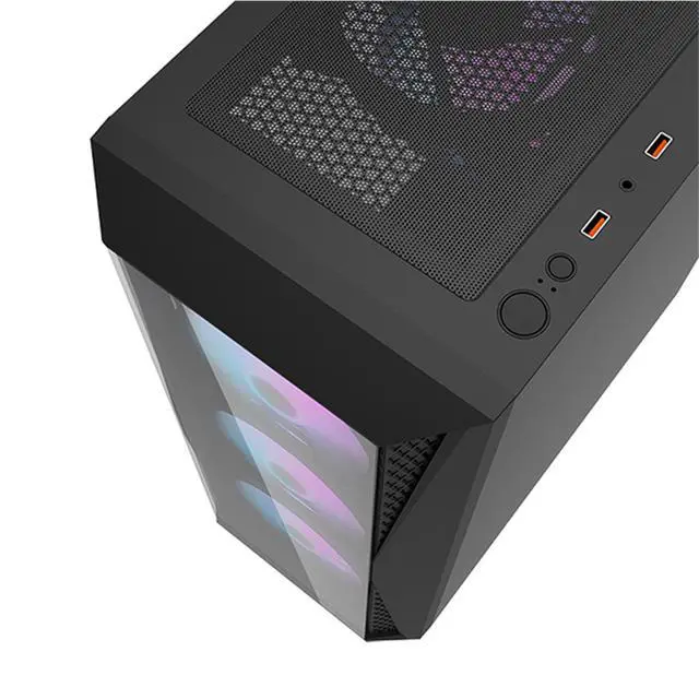Alt view image 6 of 7 - darkFlash DK352 Plus, ATX PC Case, Full Transparent Glass Front Panel, Tempered Glass Side Panel, Supports 360mm Water Cooling, USB 3.0 Ports,Black