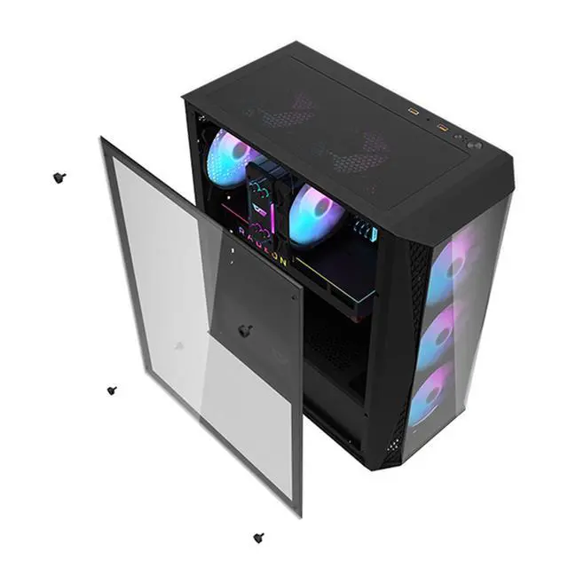 Alt view image 7 of 7 - darkFlash DK352 Plus, ATX PC Case, Full Transparent Glass Front Panel, Tempered Glass Side Panel, Supports 360mm Water Cooling, USB 3.0 Ports,Black