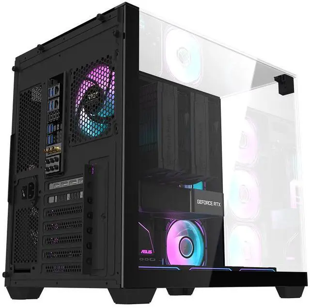 Alt view image 3 of 7 - darkFlash TH285, ATX Mid-Tower Gaming PC Case, 4x Pre-Installed Fans, Triple-Sided Tempered Glass, USB 3.0 Port, Supports 360mm Radiator,Black