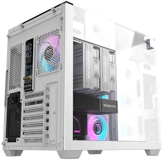 Alt view image 3 of 7 - darkFlash TH285, ATX Mid-Tower Gaming PC Case, 4x Pre-Installed Fans, Triple-Sided Tempered Glass, USB 3.0 Port, Supports 360mm Radiator,White