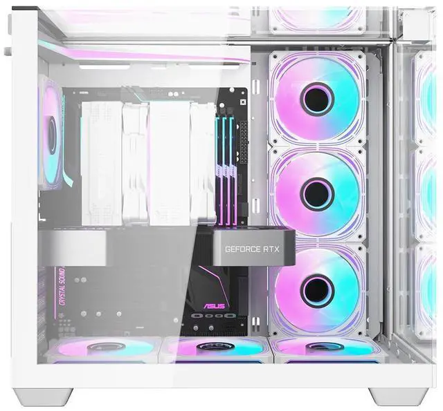 Alt view image 2 of 7 - darkFlash TH285, ATX Mid-Tower Gaming PC Case, 4x Pre-Installed Fans, Triple-Sided Tempered Glass, USB 3.0 Port, Supports 360mm Radiator,White