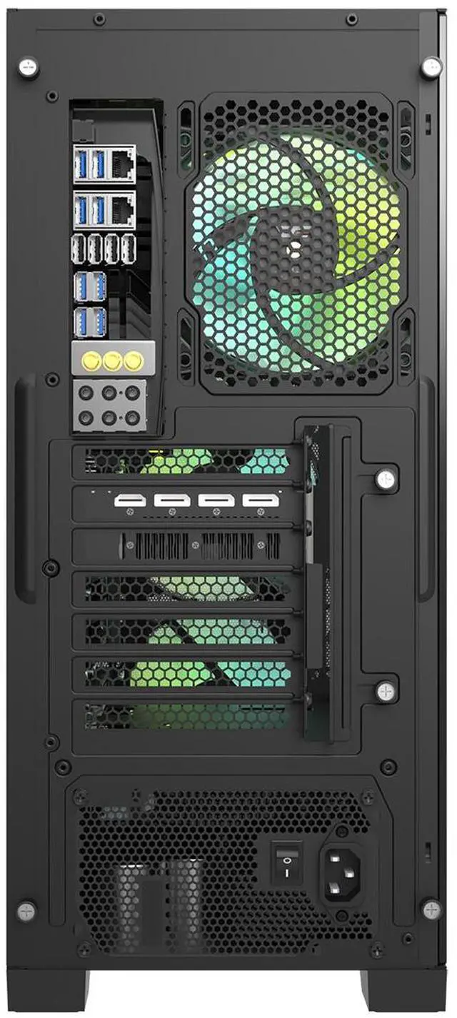 Alt view image 4 of 7 - darkFlash DK361, ATX PC Case, 3x Pre-Installed Fans, Hexagon Mesh Front Panel, Tempered Glass Side Panel, USB 3.0 Port, Supports 360mm Radiator,Black