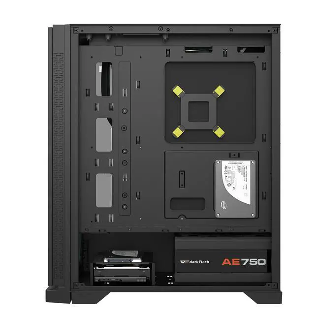 Alt view image 5 of 7 - darkFlash DK361, ATX PC Case, 3x Pre-Installed Fans, Hexagon Mesh Front Panel, Tempered Glass Side Panel, USB 3.0 Port, Supports 360mm Radiator,Black