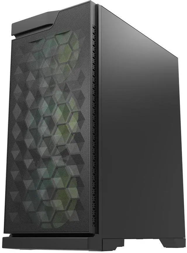 Alt view image 6 of 7 - darkFlash DK361, ATX PC Case, 3x Pre-Installed Fans, Hexagon Mesh Front Panel, Tempered Glass Side Panel, USB 3.0 Port, Supports 360mm Radiator,Black