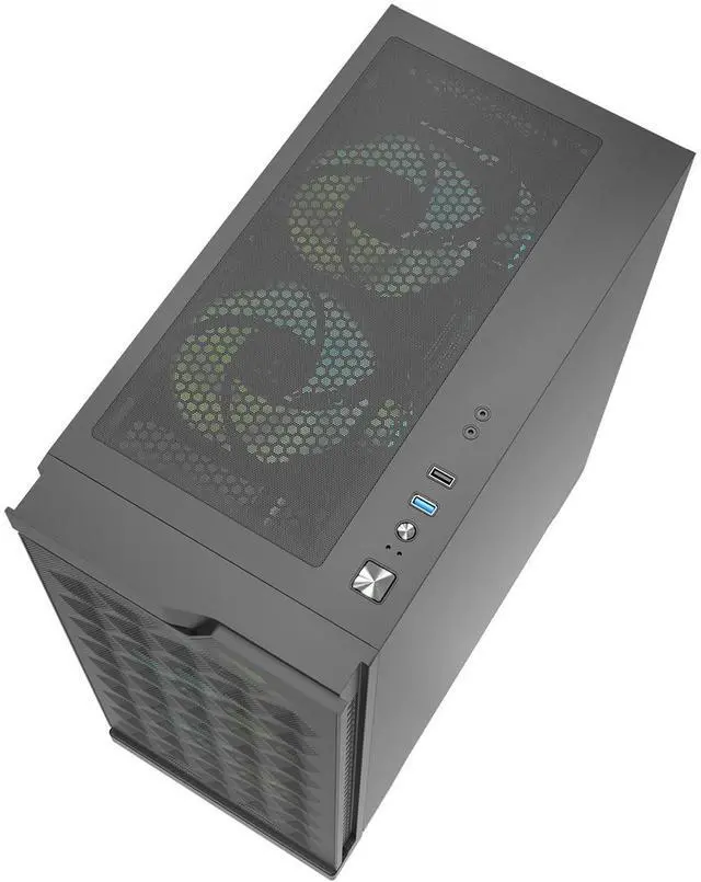 Alt view image 7 of 7 - darkFlash DK361, ATX PC Case, 3x Pre-Installed Fans, Hexagon Mesh Front Panel, Tempered Glass Side Panel, USB 3.0 Port, Supports 360mm Radiator,Black