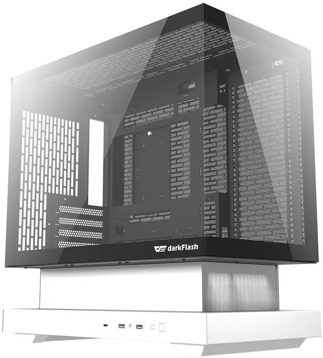 Main image of darkFlash FLOATRON F1, M-ATX Mid-Tower Gaming Case, Floating-Base High-Airflow Mesh Front, Tempered Glass Side Panel, USB-C, Supports 360mm Radiator & 425mm GPU, White