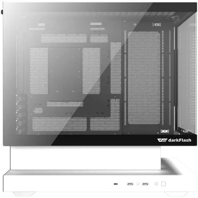 Alt view image 2 of 7 - darkFlash FLOATRON F1, M-ATX Mid-Tower Gaming Case, Floating-Base High-Airflow Mesh Front, Tempered Glass Side Panel, USB-C, Supports 360mm Radiator & 425mm GPU, White