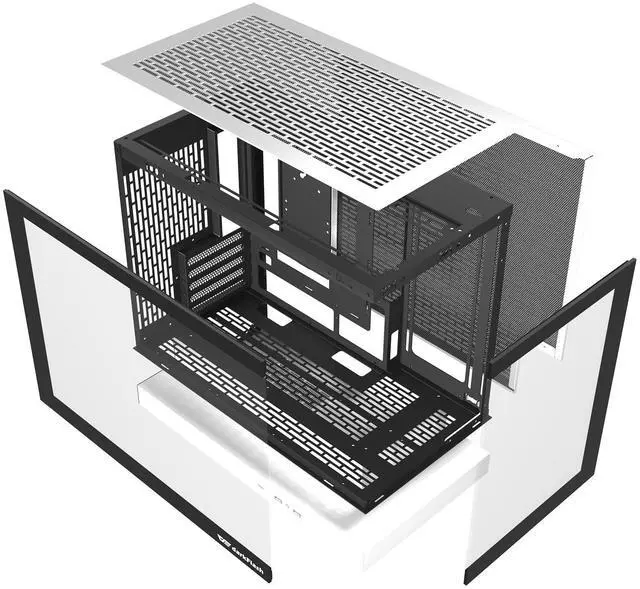 Alt view image 7 of 7 - darkFlash FLOATRON F1, M-ATX Mid-Tower Gaming Case, Floating-Base High-Airflow Mesh Front, Tempered Glass Side Panel, USB-C, Supports 360mm Radiator & 425mm GPU, White