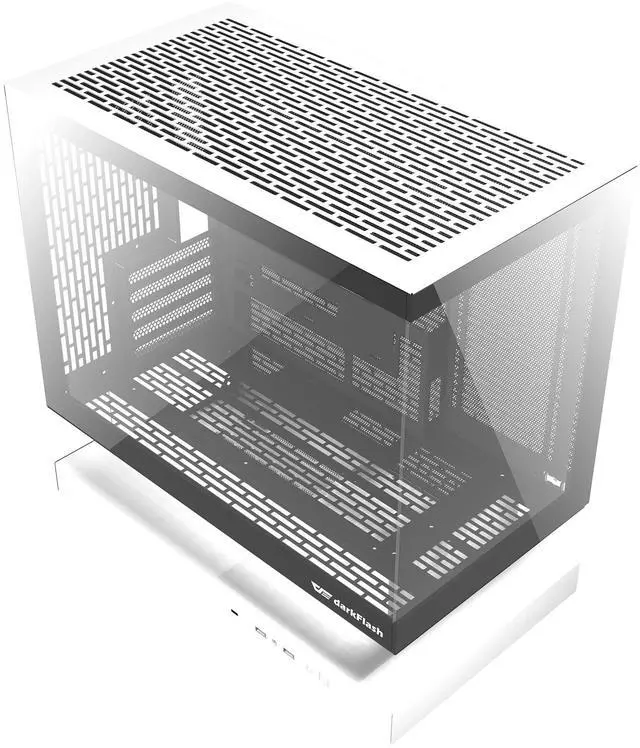 Alt view image 6 of 7 - darkFlash FLOATRON F1, M-ATX Mid-Tower Gaming Case, Floating-Base High-Airflow Mesh Front, Tempered Glass Side Panel, USB-C, Supports 360mm Radiator & 425mm GPU, White