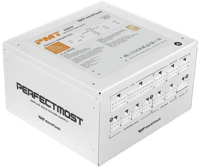 Main image of darkFlash PMT850, 850W Fully Modular Power Supply, 80 PLUS Gold & Cybenetics Platinum Certified, ATX 3.1 & PCIe 5.1 Ready, Direct-Connected 12VHPWR, 100% Japanese 105°C Capacitors, DC-to-DC Design